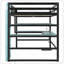 Lit mezzanine double en bois avec bureau, support de rangement latéral, tablettes multiples et lumière RVB, bleu nuage-790935374-790935409