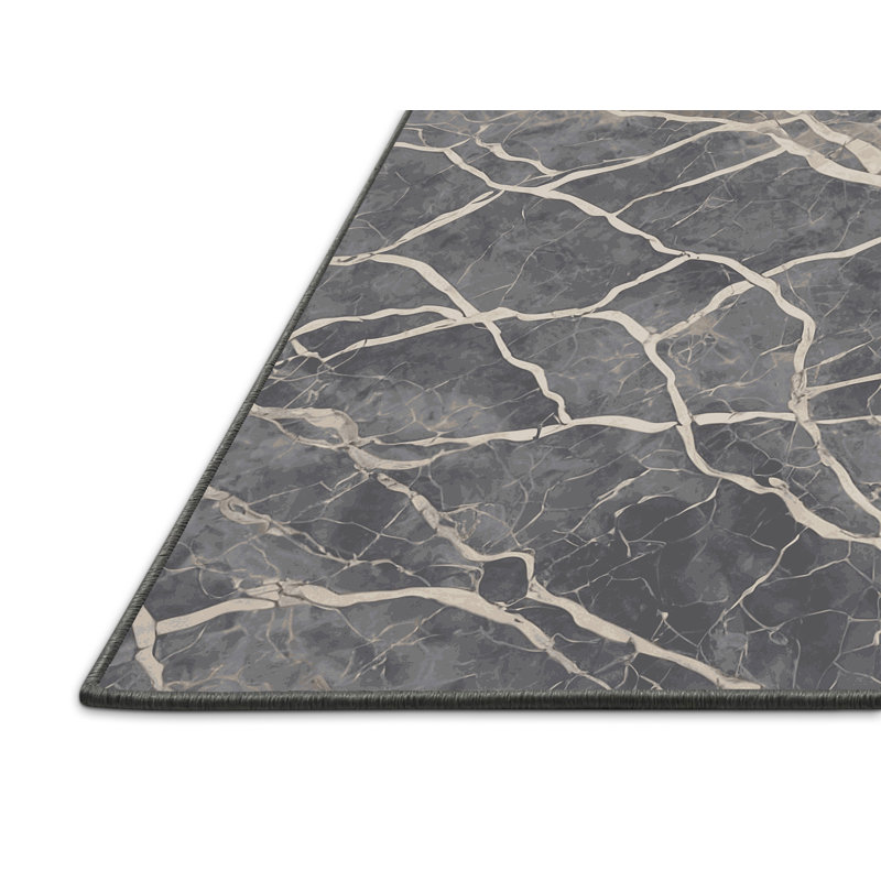 Tapis gris soyeux et moelleux, Rectangle 5 pi x 7 pi