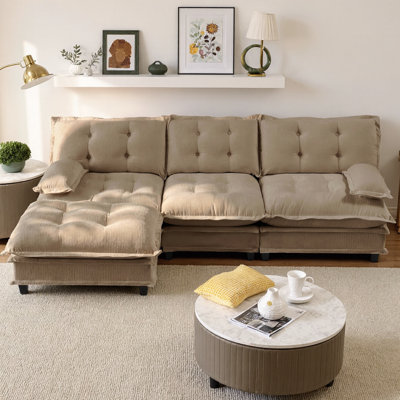 Canapé 107 po à 3 places Modern Cloud, canapé modulaire en L avec sièges profonds et coussins en treillis, tissu d'ameublement en chenille moelleux, conception modulaire pour le salon, la chambre à coucher et un appartement
