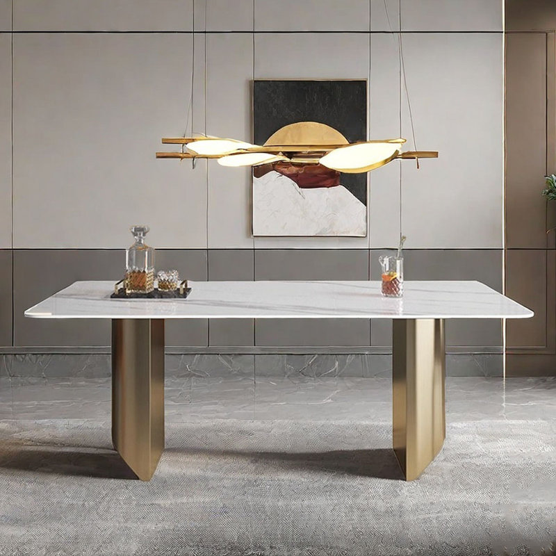 Table de salle à manger rectangulaire Luxury, H 29,52 po x L 70,9 po x l 35,4 po, Doré