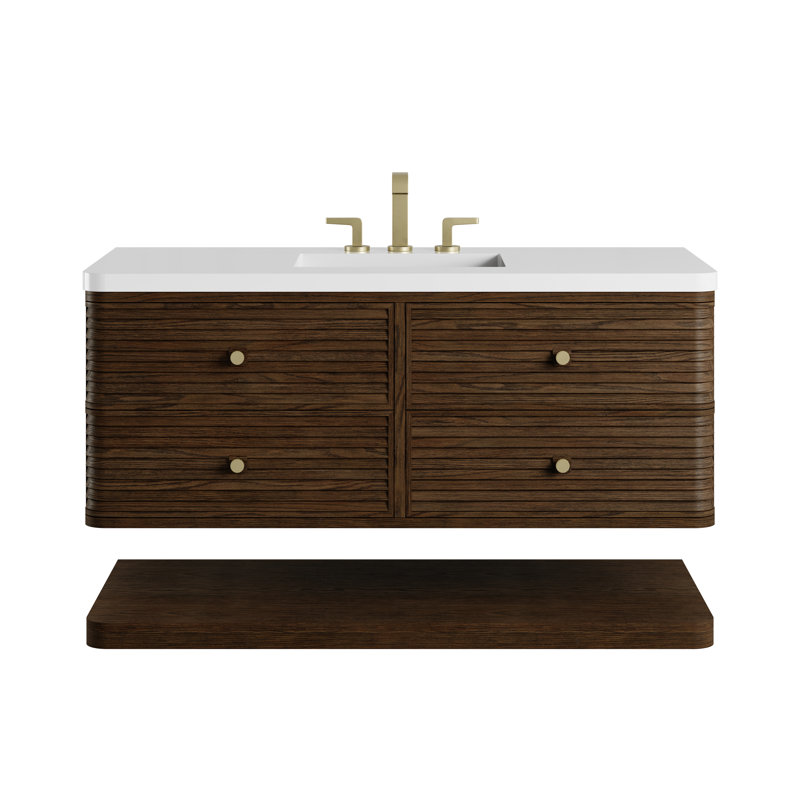 Allamari 48" W Single Vanity, White Zeus Silestone, 8" Widespread, Sable Oak