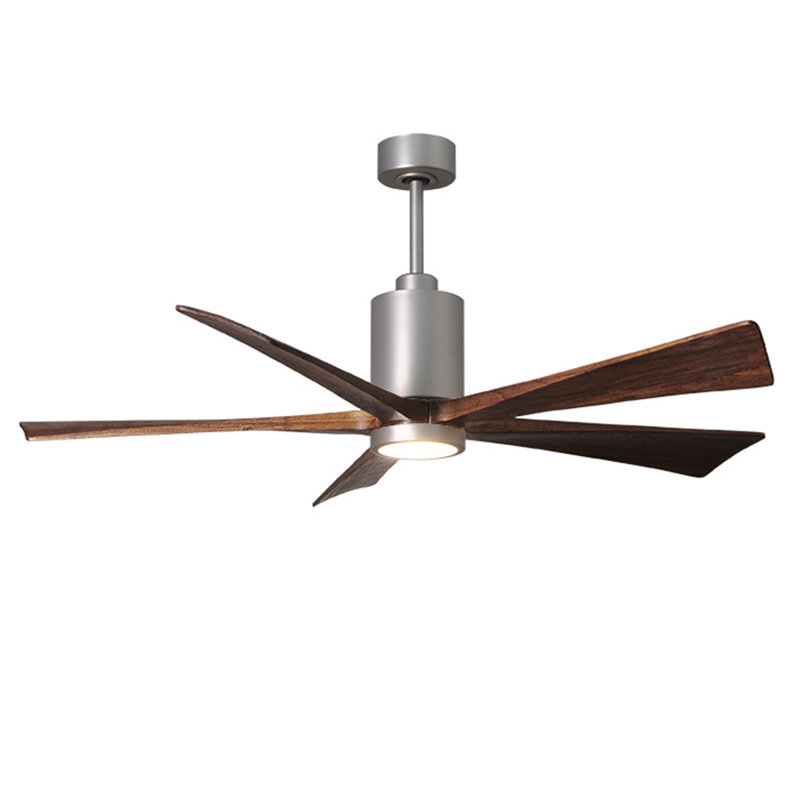 Patricia LED Downrod Ceiling Fan, Brushed Nickel, Walnut Tone