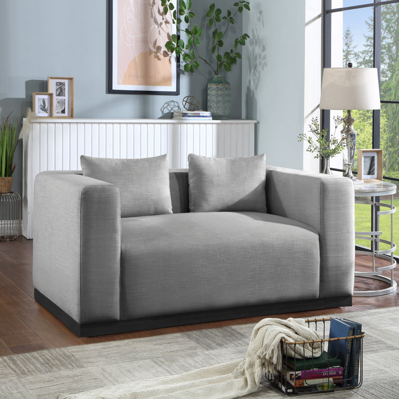 Hrishi 67'' Loveseat, Grey Linen Textured Fabric
