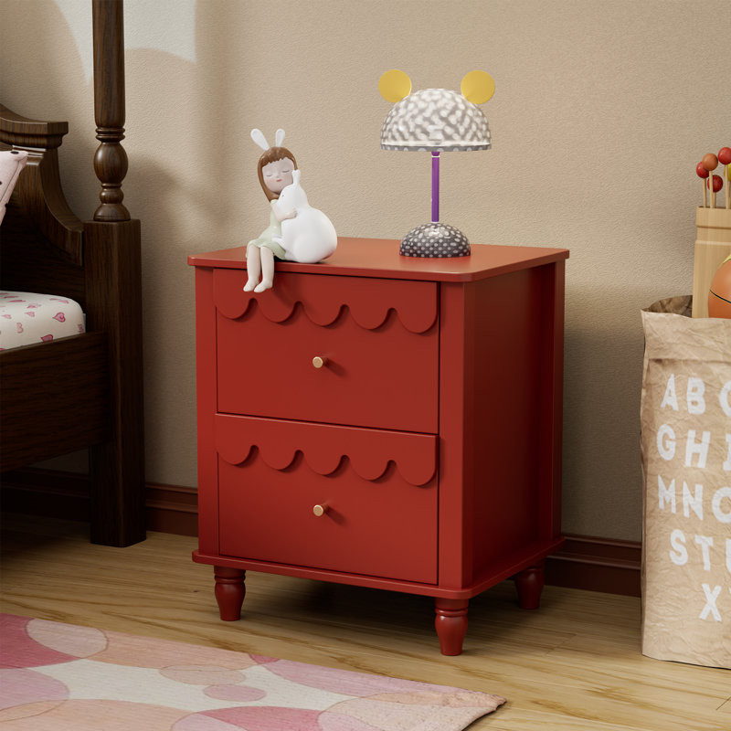 Dorlan 19.7“W Cute Cloud shape Nightstand, Red