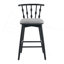 Tabouret de bar d'intérieur en bois, finition noire avec revêtement gris, ensemble de 2
