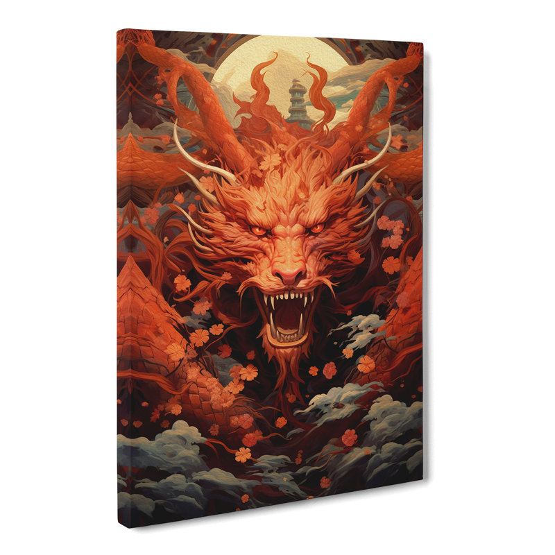 Chinese Dragon Futurism Art - Wrapped Canvas, 50cm H x 35cm W x 3cm D