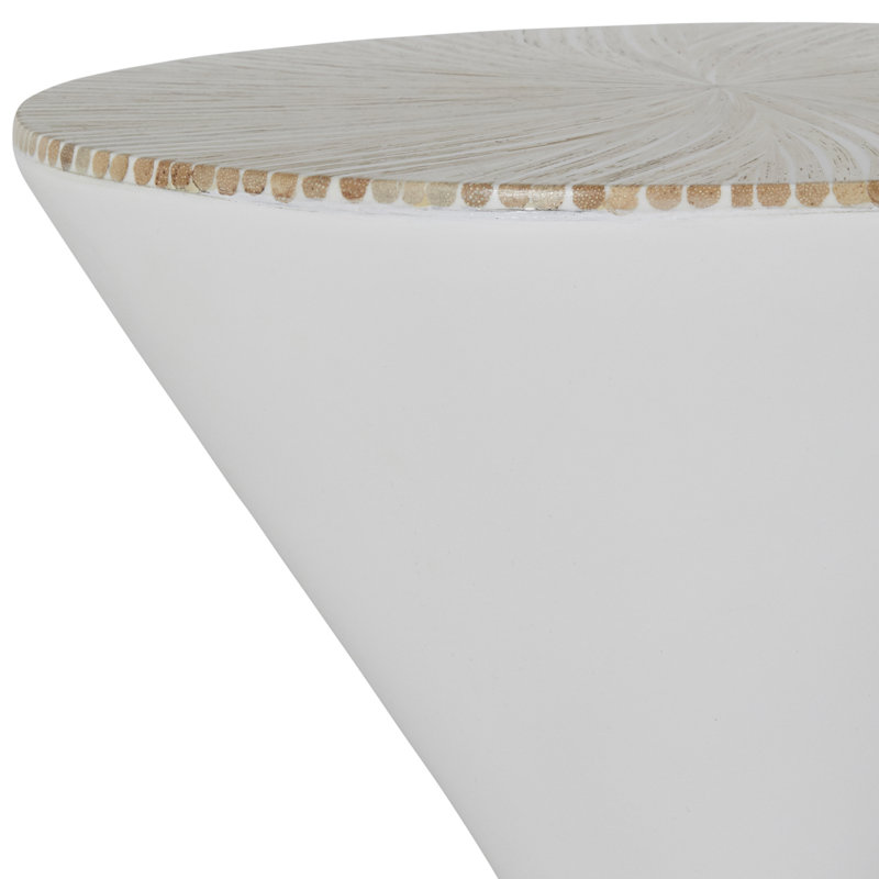 Essie Round White Rattan Transitional Drinking Table