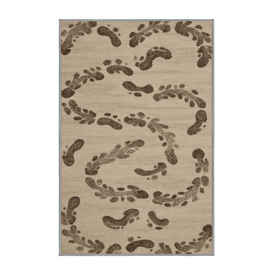 Washable Sandy Footprints Path Coastal Area Rug