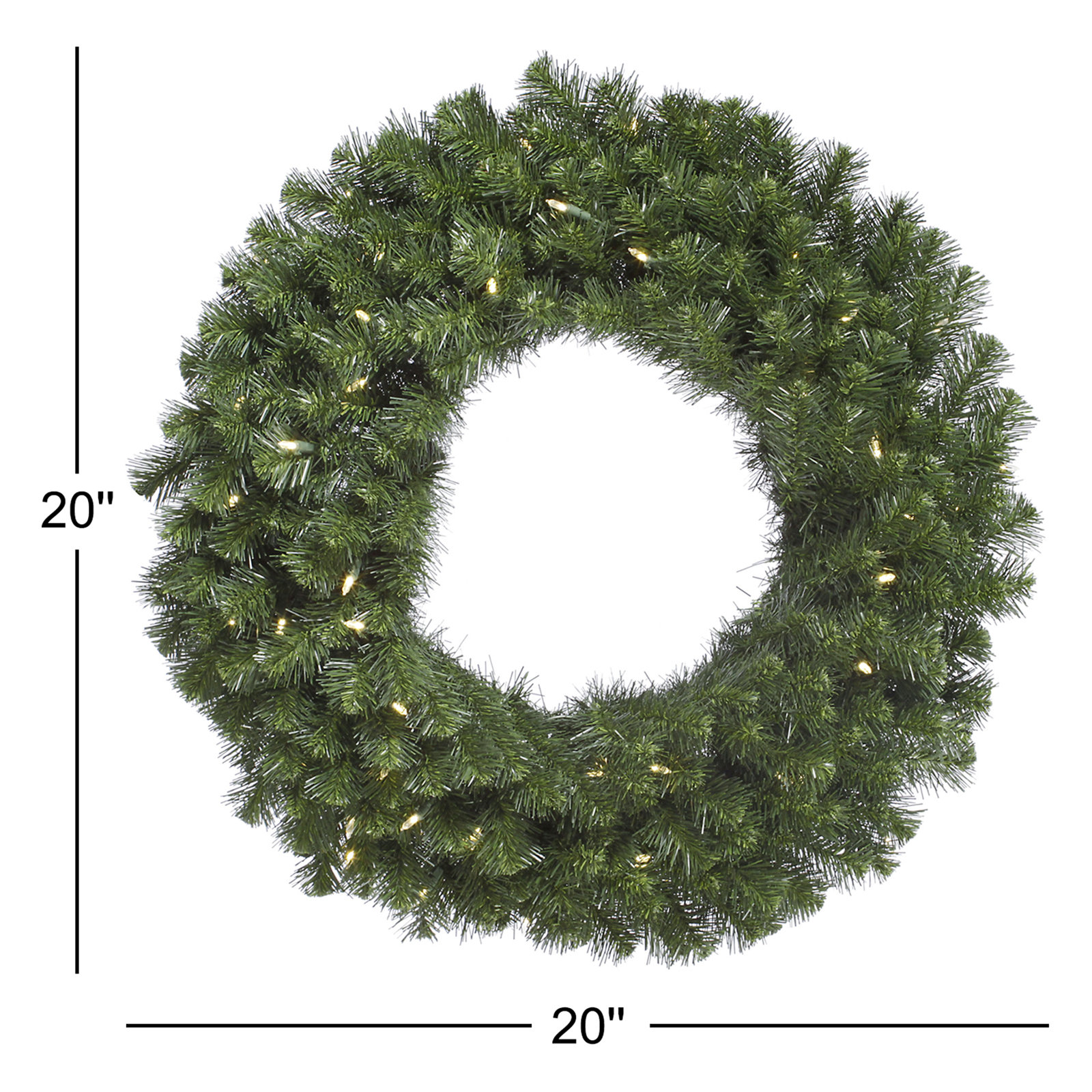 Alanny Artificial Fir Wreath Dura-Lit, 20" x 20"