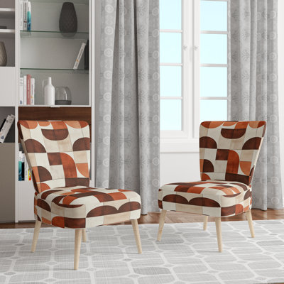 Chaise d'appoint abstraite Mid-Century rembourrée - Chaise d'appoint Crescent Rhyth en terre cuite I