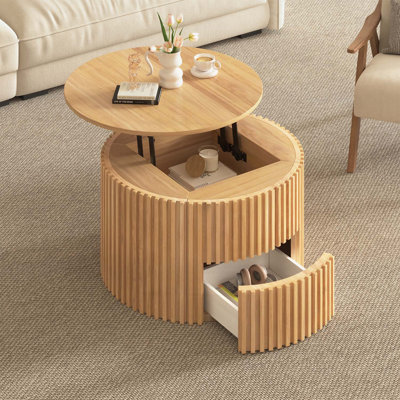 Table basse ronde à plateau relevable