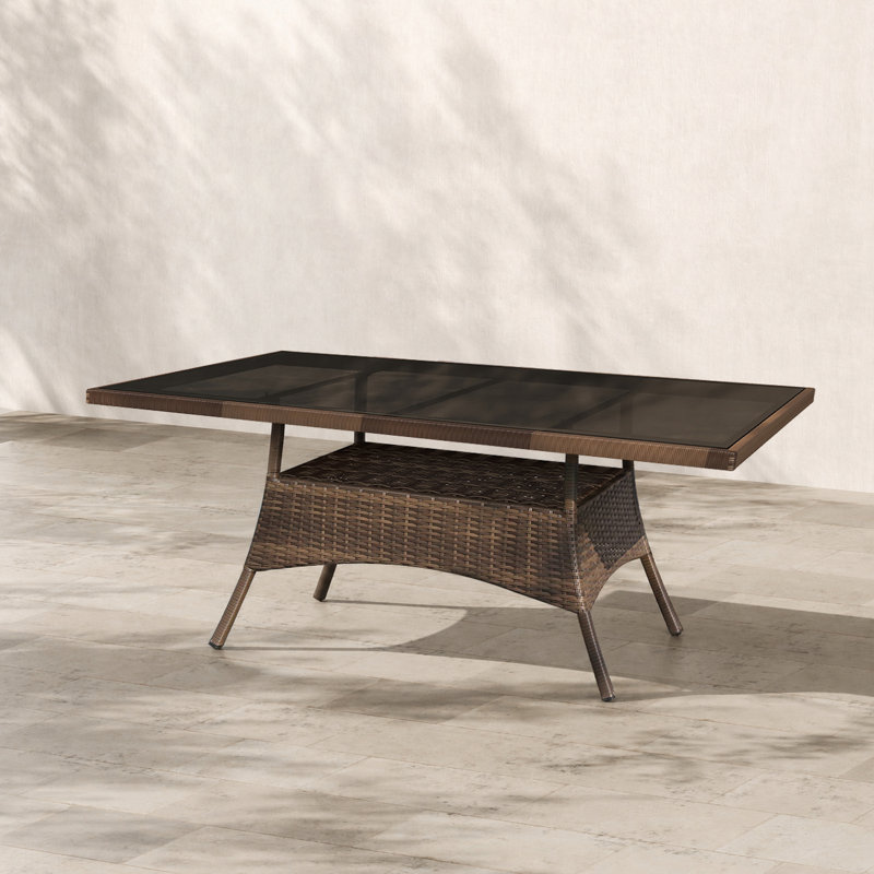Outdoor Wicker Glass Dining Table