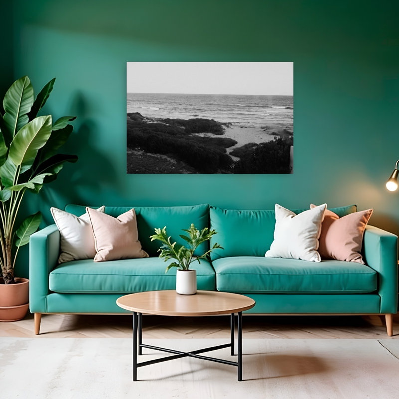 Black And White Coastal View Peaceful Serene Tranquil Coastal Wall Art Print 1 Piece Wrapped Canvas Wall Art