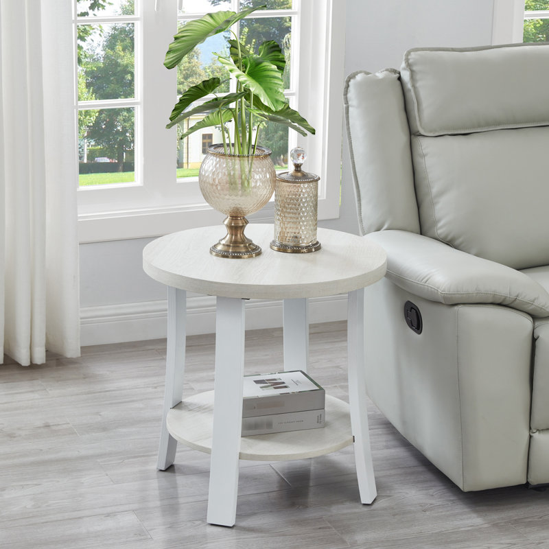 Table d'appoint ronde blanche avec tablette - Une option pratique et élégante, un élément essentiel du salon contemporain