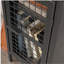 Bureau industriel en forme de L avec 2 tiroirs et tablettes, finition brune