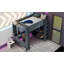 Lit mezzanine double en bois avec bureau-639883569