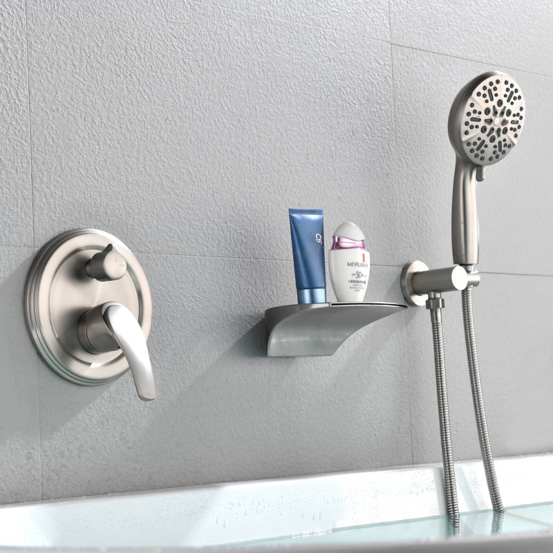 1 Handle Wall Roman Tub Faucet with Diverter, Brushed Nickel