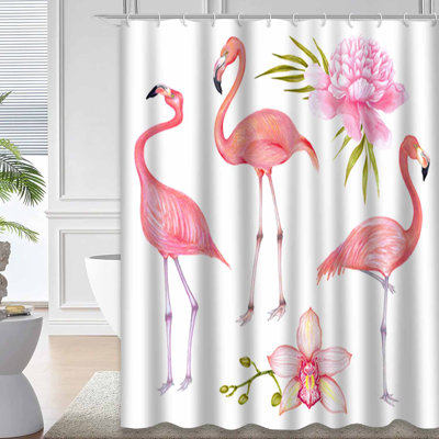 Aquarelle, flamant rose, oiseau, orchidée, fleurs, feuilles de bambou, Afrique, avec 12 crochets