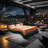 Faux Leather Upholstered Platform Bed Frame With Led Lighting, Bluetooth Connection To Play Music Control, Backrest Vibration Massage, Curve Design, Wood Slat Support, Exhibited Speakers,Queen