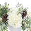 Holiday Arrangement with Sage, Hydrangeas and Pinecones