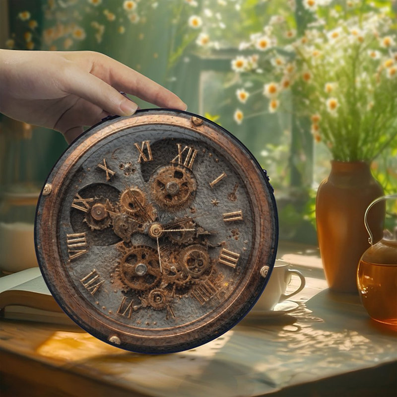 Horloge à engrenages Steampunk, panneaux de vitrail, attrape-soleil pour la décoration de fenêtre