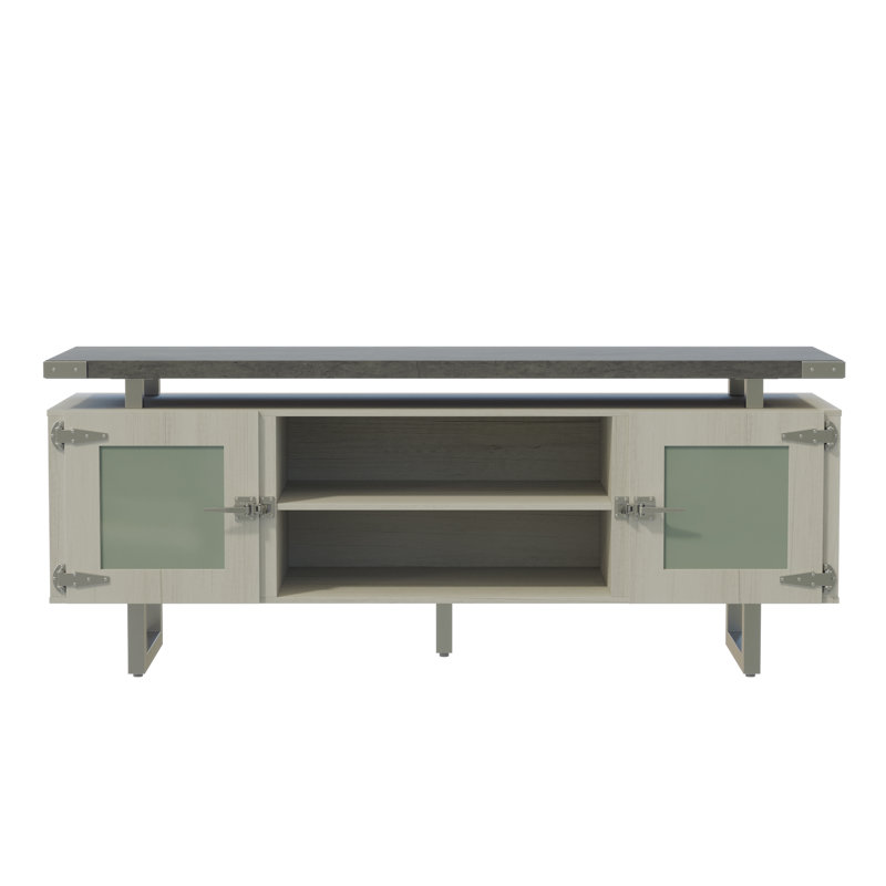 Mirella Low Wall Cabinet Glass Doors, Stone Gray
