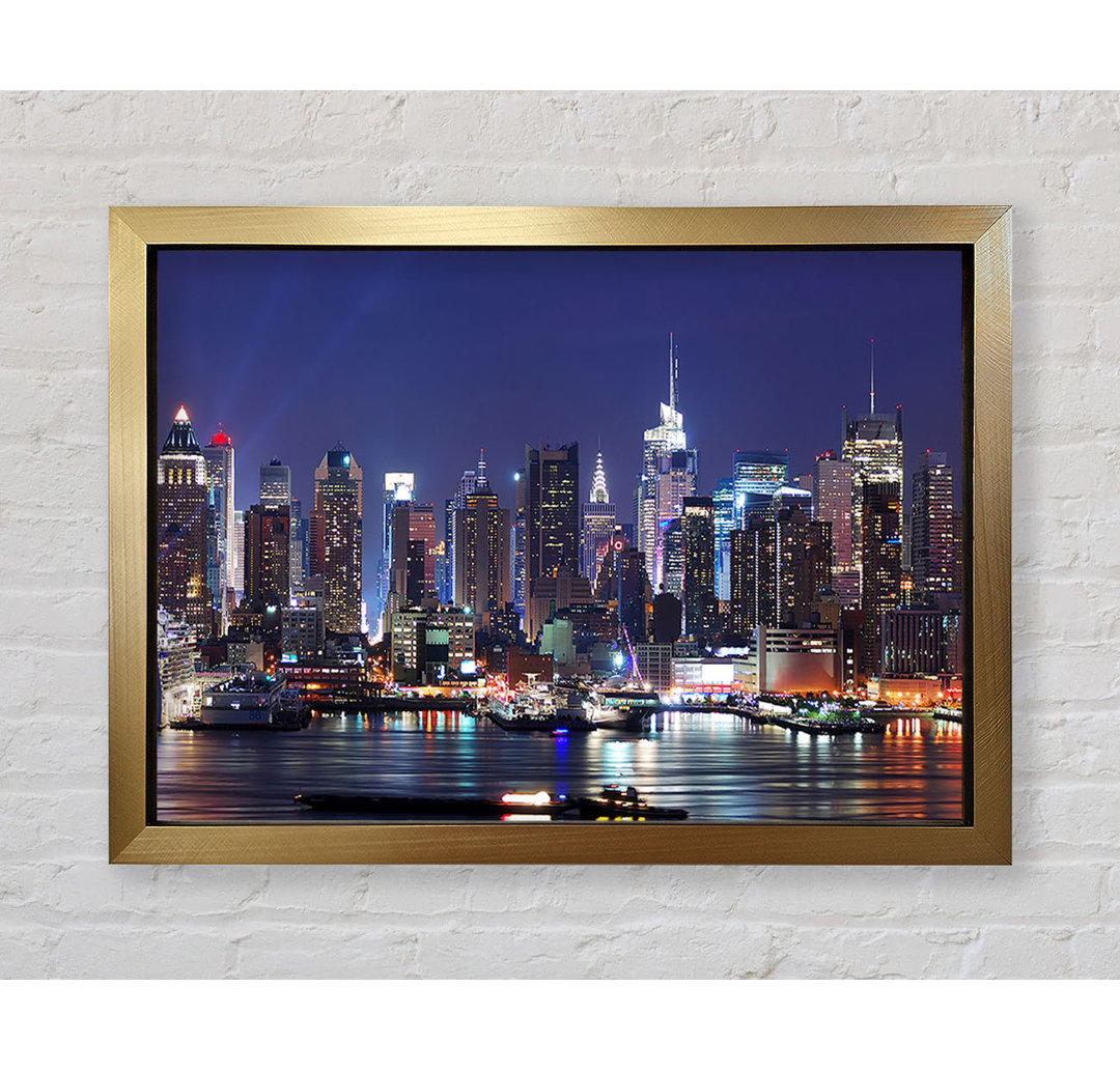 NYC Harbour At Night - Einzelne Bilderrahmen Kunstdrucke