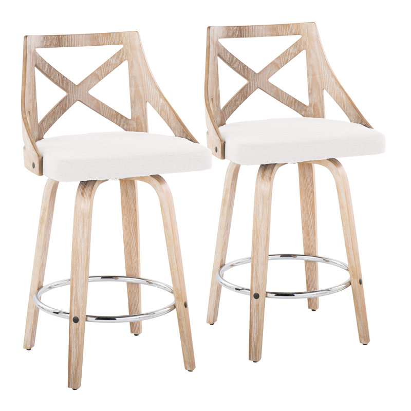 Laurenzio Swivel Upholstered Counter Stool, Cream, Counter Stool (26" Seat Height)