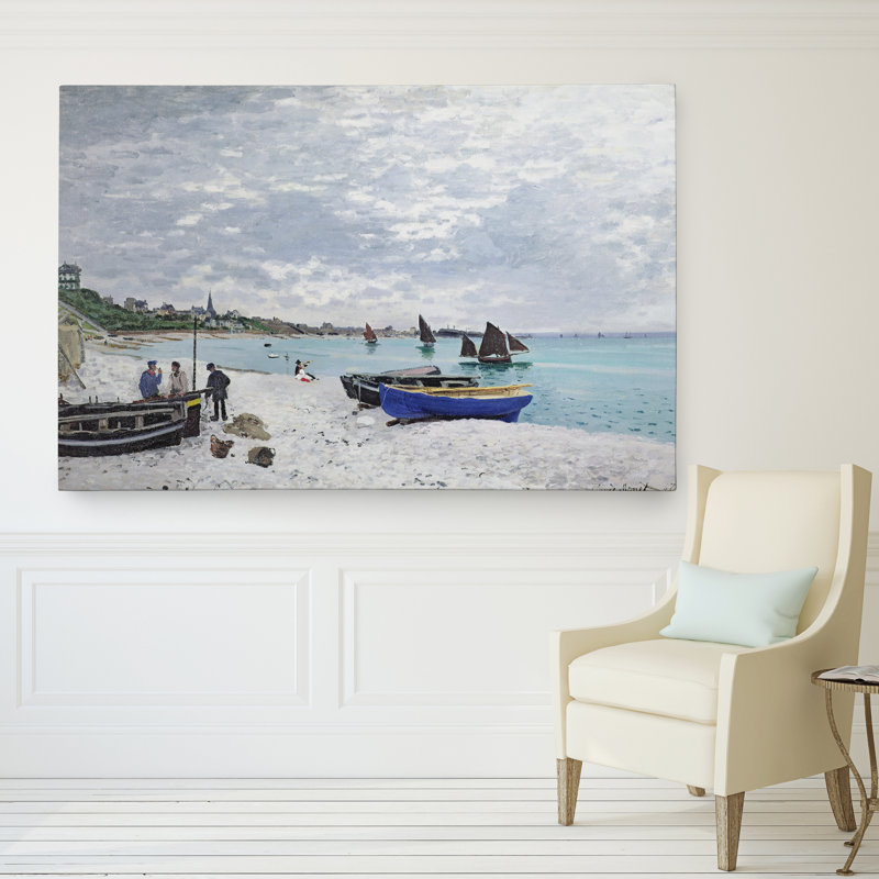 « La plage de Trouville » par Claude Monet, reproduction d'art sur toile tendue, H 18 po x l 27 po x P 1,5 po, Toile tendue