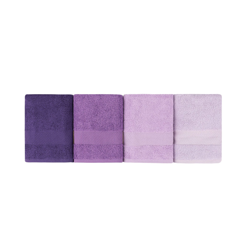 Ensemble de 4 serviettes à main de même taille, Lilas clair / lilas / mauve / mauve foncé