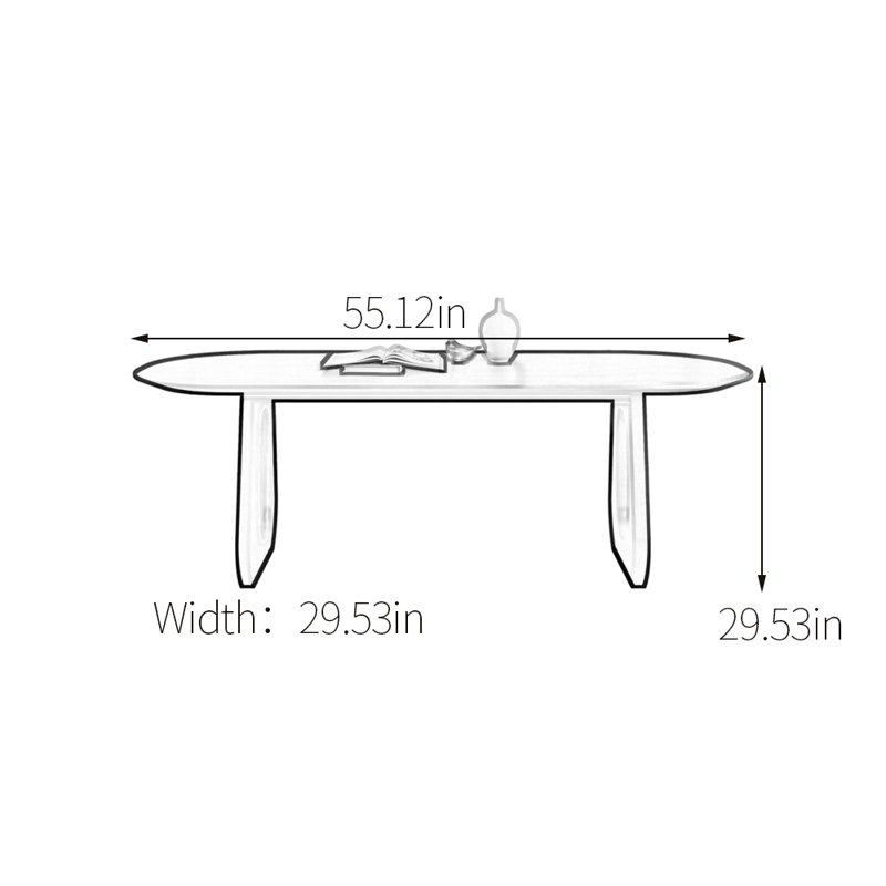 Solid wood oval practical dining table, H 29,53 po x L 55,12 po x l 29,53 po