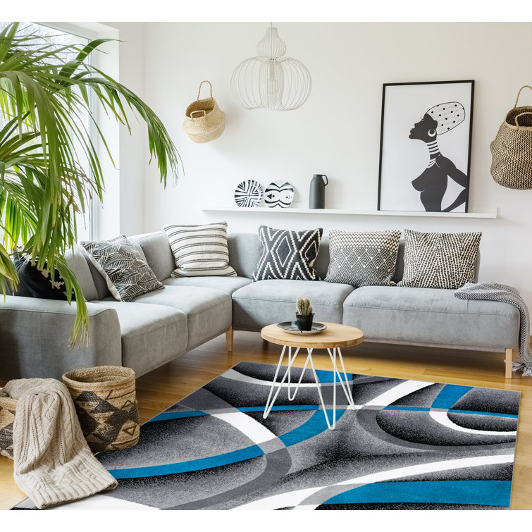 Arsenovic Abstract Turquoise/Gray Indoor Area Rug