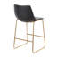 Tabouret de comptoir contemporain en métal doré et similicuir noir - ensemble de 2