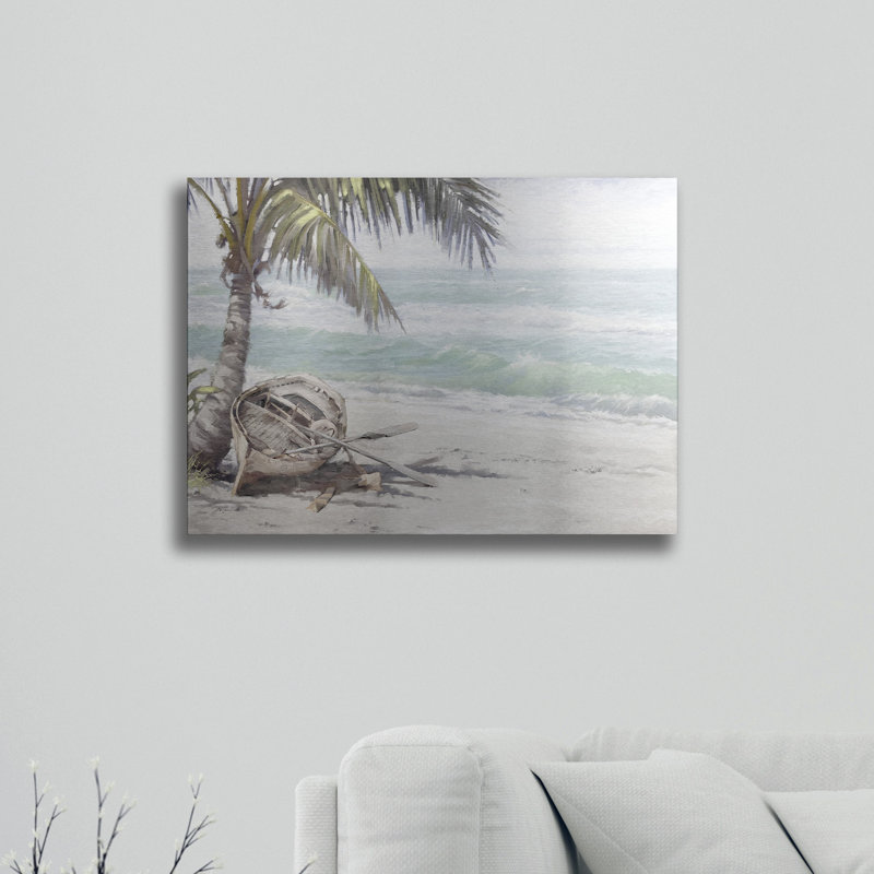 « bateau on beach », impression, H 16 po x l 22 po x p 1 po, Sans cadre