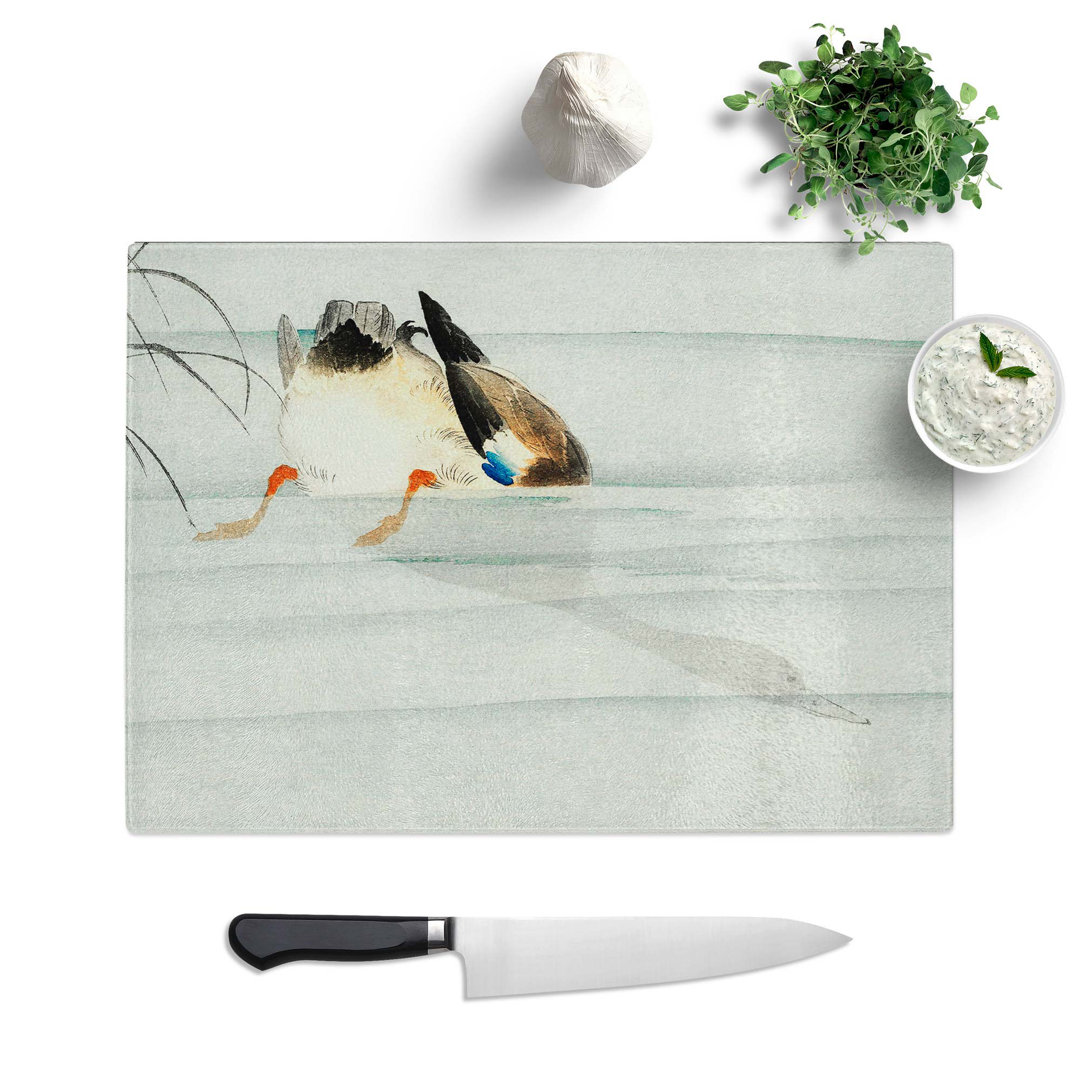 Glass Mallard Duck Under Water by Ohara Koson Chopping Board