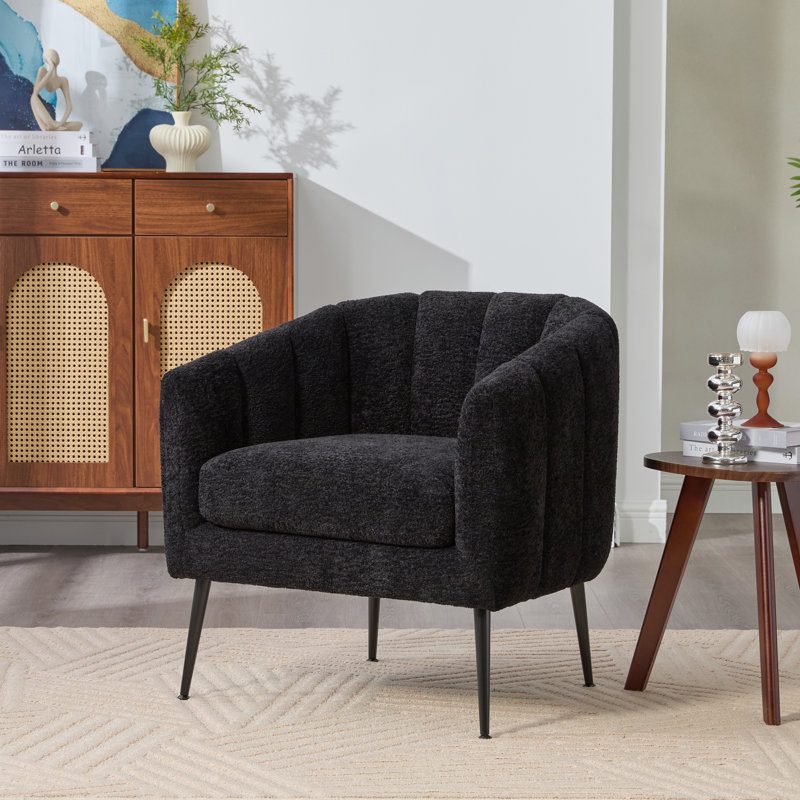 Fauteuil demi-tonneau capitonné 29,9 po, Noir
