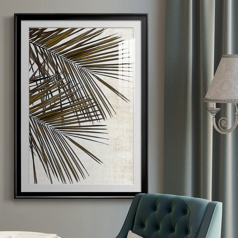 Palmier I - peinture encadrée, H 30,5 po x l 42,5 po x P 1,5 po, Noir