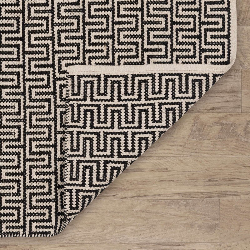 Tapis en coton tissé à la main Bradshaw, Rectangle 8 pi x 10 pi