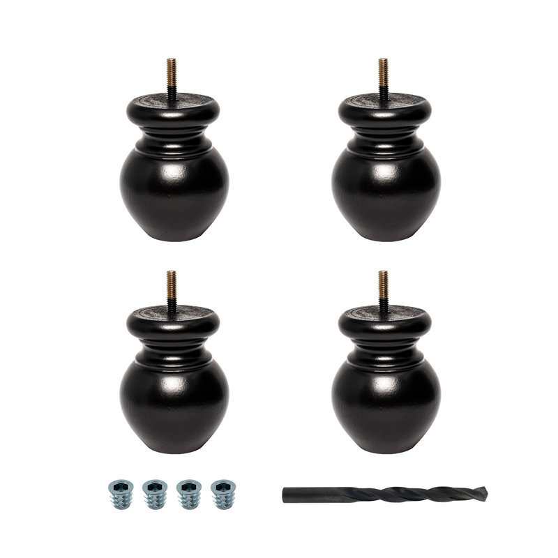 Espresso Solid Hardwood Round Bun Foot Set of 4