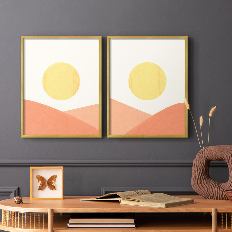 Simple Boho Sun I - impression encadrée de qualité supérieure - prête à être accrochée - aucun clou requis - aucun clou requis