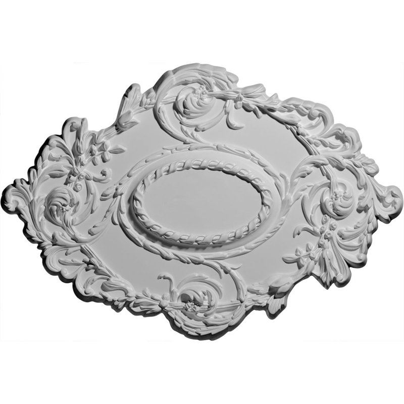 Endurathane Kinsley Flowing Leaf Ceiling Medallion, 30 3/8"W x 20 3/4"H x 1"P, Factory Primed, Primed