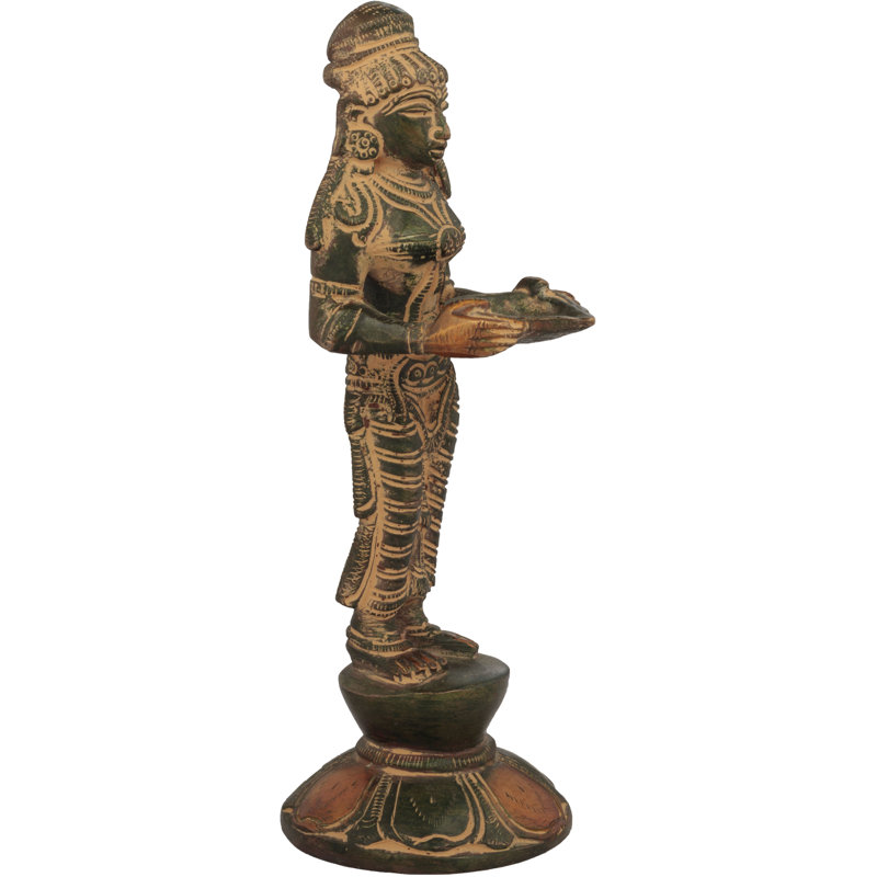 Statue Deepalakshmi avec un perroquet sur son épaule