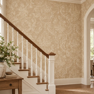 Pre-Pasted Vinyl Damask Wallpaper Roll