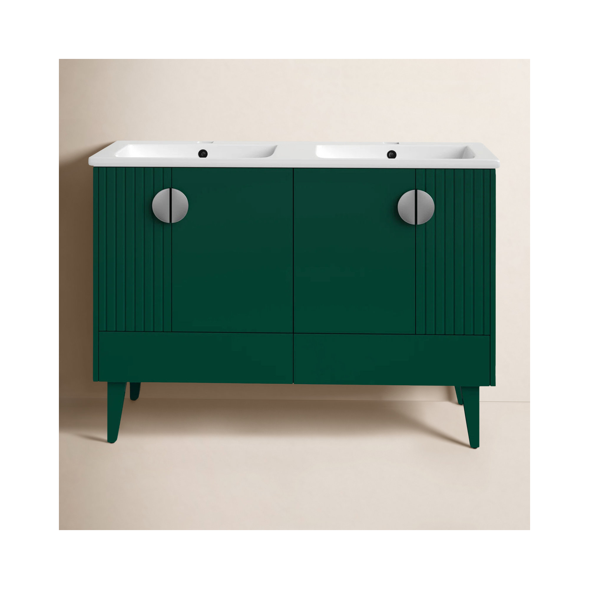 Saimah 47.25'' Double Bathroom Vanity, Polished Chrome, Green