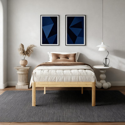 18"H Bamboo Platform Bed Frame With Solid Wood And Metal, Heavy Duty Support, No Box Spring Needed，Multiple Sizes Available