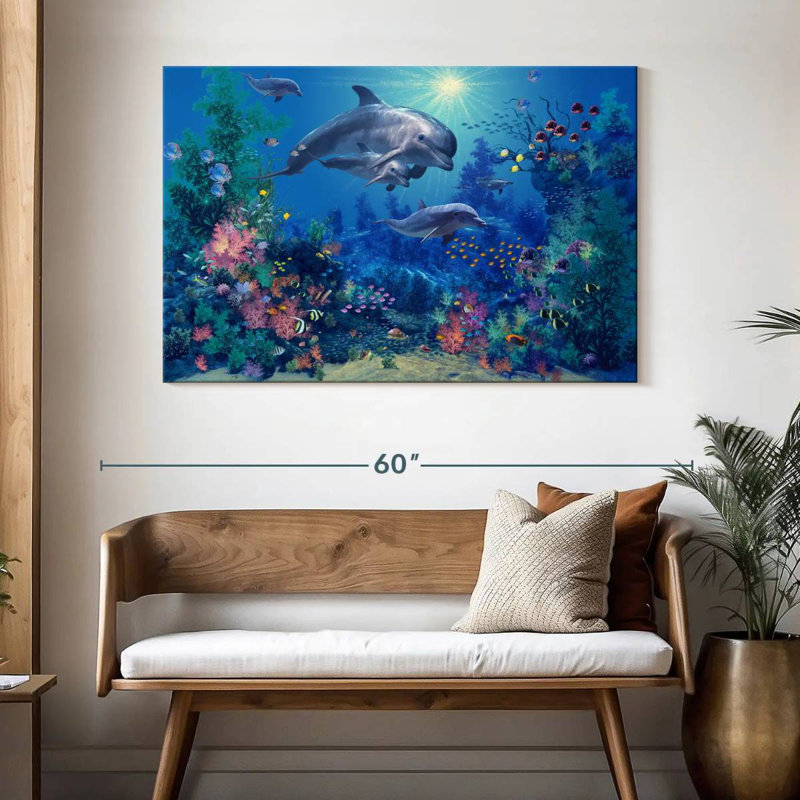 Aletra la famille des dauphins, H 32 po x l 48 po
