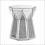 Table basse de style tambour avec incrustation de cristal miroir, table décorative argentée Polygonal