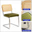 Ensemble de 2 chaises de salle à manger, chaises d'appoint latérales en rotin de velours avec pieds chromés, style Mid-Century moderne Breuer