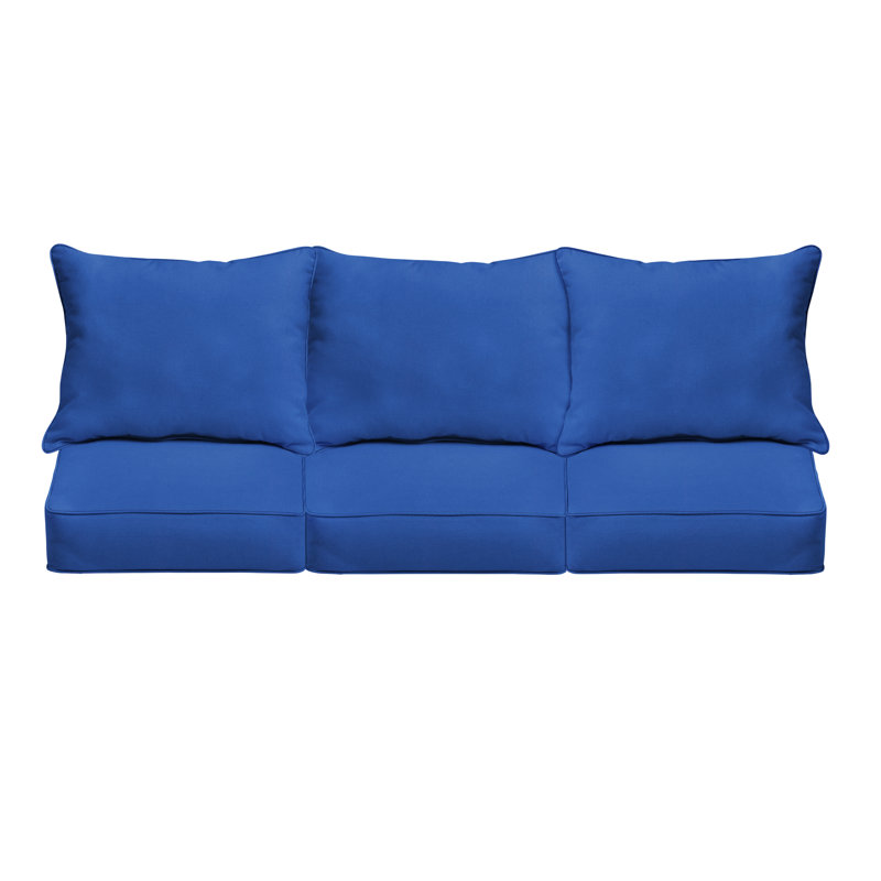 Sunbrella Outdoor Deep Seating Sofa Pillow and Cushion Set, 23 in W x 27 in D x 5 in H, Sunbrella - Canvas True Blue