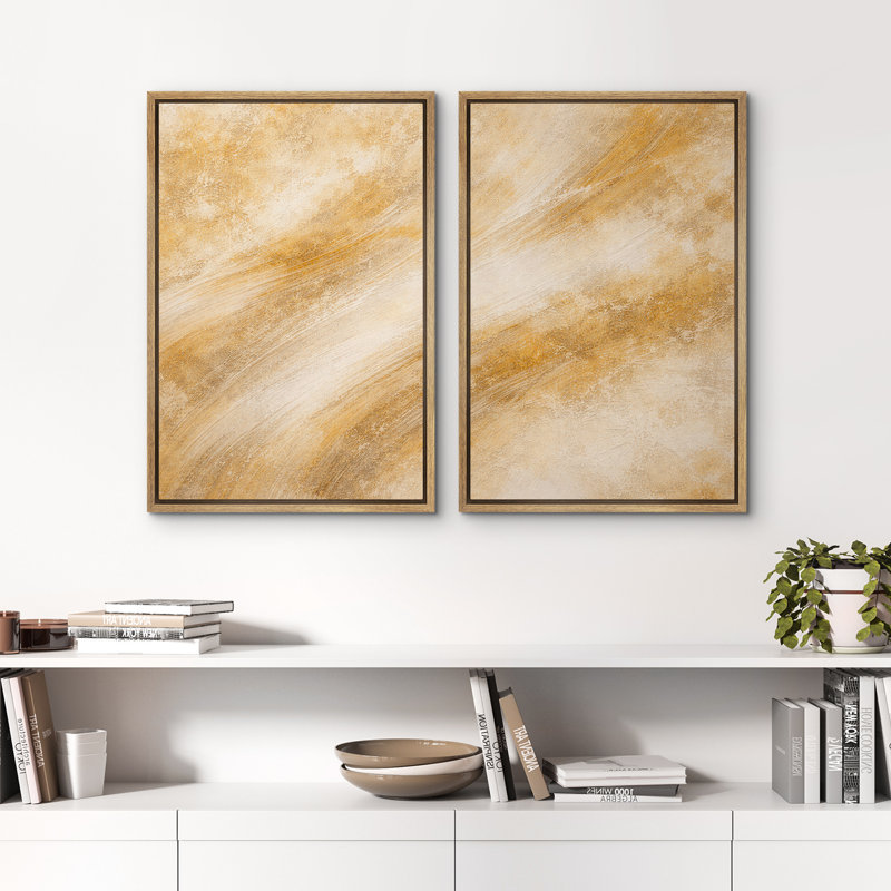 «Warm Gold», neutre, texturé, dégradé texturé, minimaliste, toile encadrée, œuvre d'art de la chambre principale, 2 pièces